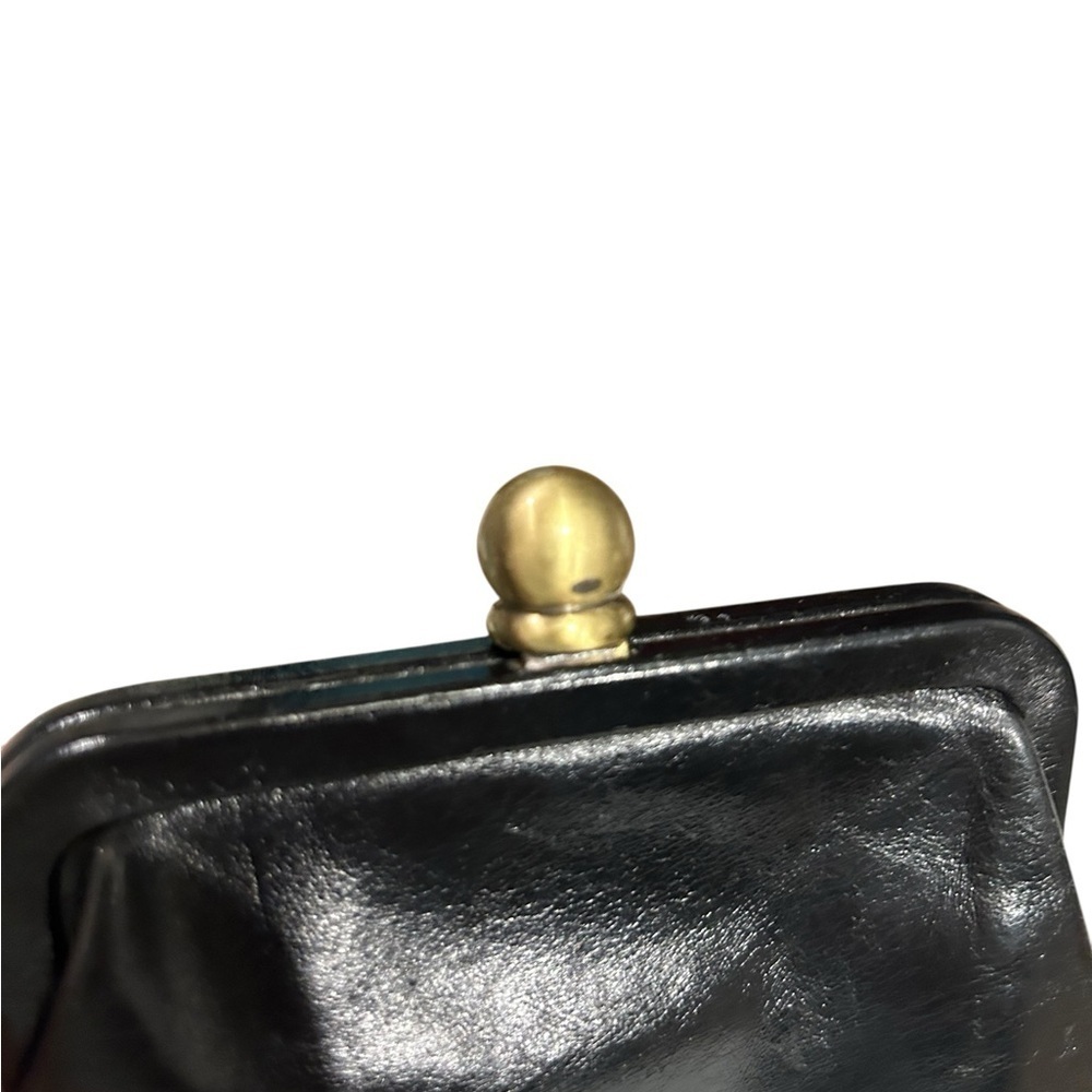 Hobo International Pewter Chain Strap Clutch Bag Black Leather KISS Lock EC - Picture 12 of 13